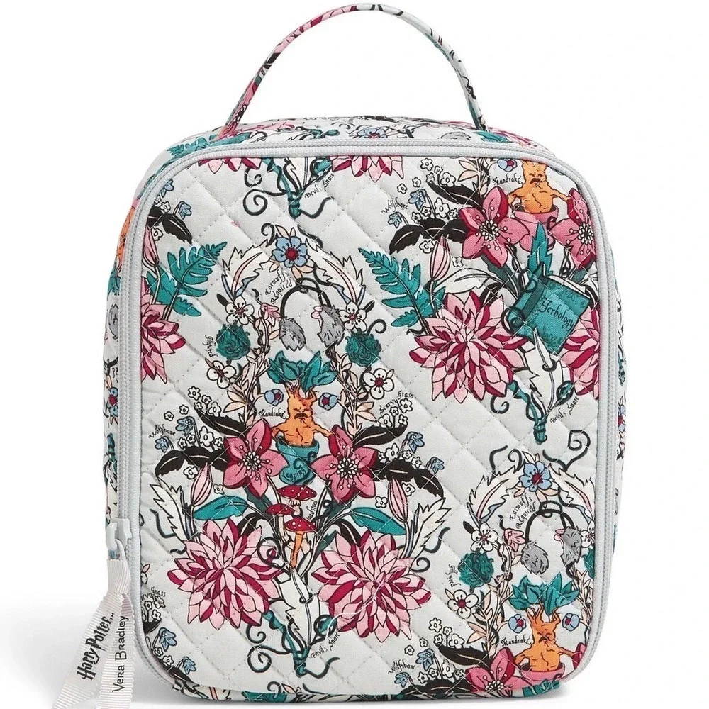 Vera Bradley Harry Potter Lunch Bag Kids OS White Herbology Quilted Floral Zip
